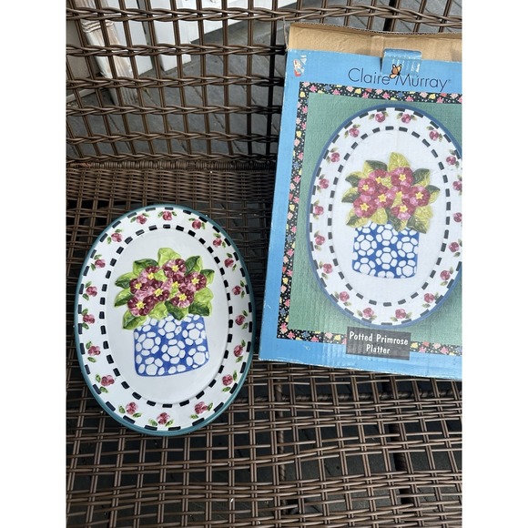claire murray Other - Vintage Claire Murray Potted Primrose Platter Earthenware 15"